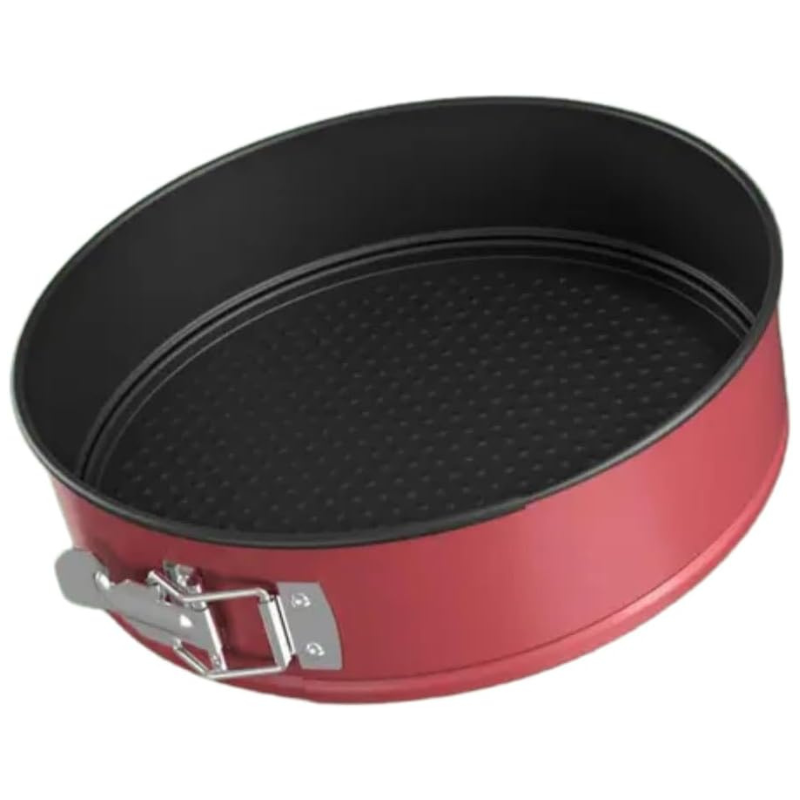 Forma Redonda Antiaderente com Fundo Removível Para Bolos, Tortas e Pães Preta e Vermelha